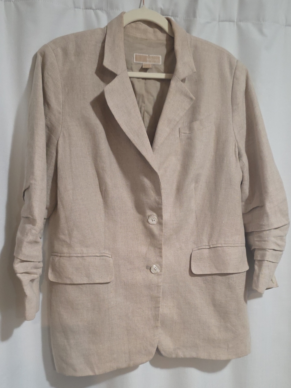 Michael Kors Beige Linen-Blend Tailored Blazer
